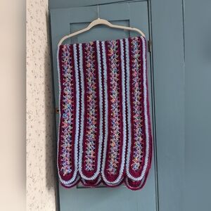 💙 Burgundy AfghanHand Crochet Multicolor Couch Throw Blanket Rectangle